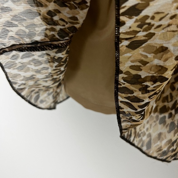 ZARA Brown Tan Abstract Snakeskin Print Chiffon Smocked Waist Boho Mini … - Picture 9 of 14